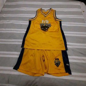 Top Dawg  K-9 Basketball Jersey Shorts Yellow Blue Vintage XL
